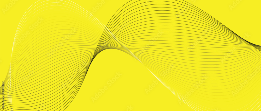Poster abstract simple white black gradient wave line design on yellow can be used background.