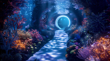 Underwater Gateway: A Journey Through a Mystical Coral Tunnel
