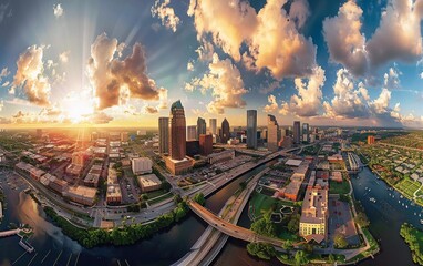 Aerial panorama of Tampa, Florida skyline. Tampa is a city on the Gulf Coast of the US state of Florida.