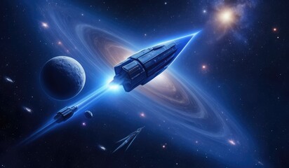 rocket and planet in space, earth and moon, earth and space, space station in the night, ufo in the space