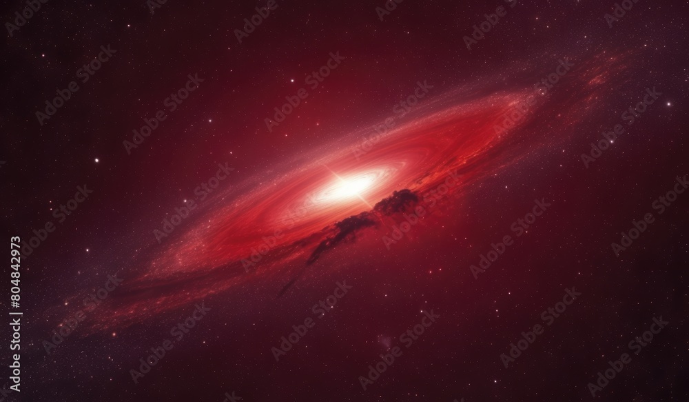 Wall mural galaxy red space with meteorite, space objects, space red galaxy background