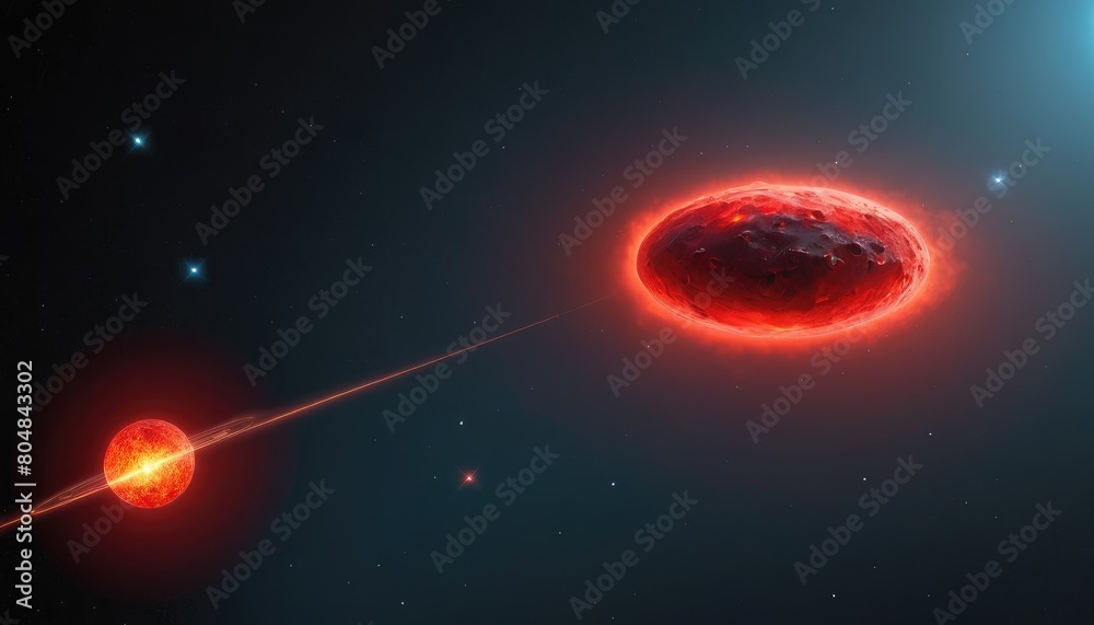 Wall mural galaxy red space with meteorite, space objects, space red galaxy background