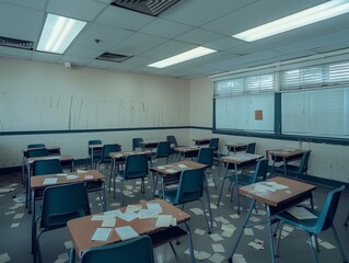 Abandoned Classroom After a Semester's End Captured in Cinematic Photography
