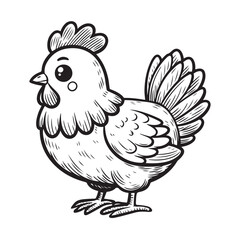 Line art of chicken cartoon vector