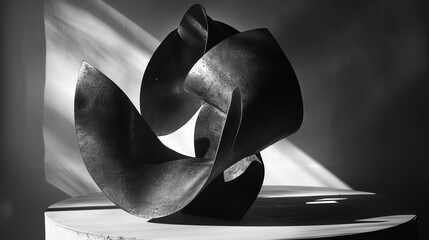 Geometric shadows cast by an abstract sculpture, focusing on the play of light and form