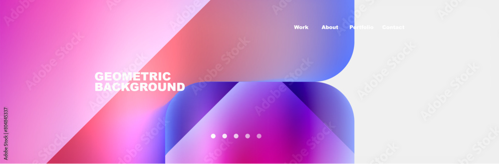 Poster a vibrant abstract background featuring geometric shapes such as rectangles, triangles, circles in p