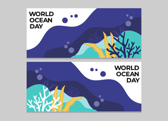 OCEAN world day banner background