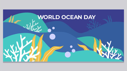 OCEAN world day banner background