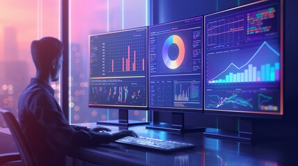 Data Analyst Monitoring Financial Dashboards