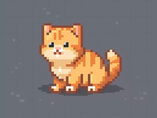8-bit pixel cute cat,  pixel art vector illustration. 