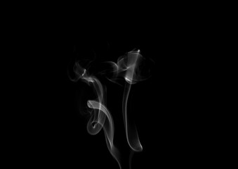 Collection of animated white smoke on black background. Smoke clouds. Isolated abstract lines.