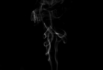 Collection of animated white smoke on black background. Smoke clouds. Isolated abstract lines.