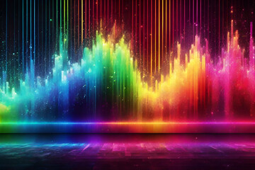 multicolored glitter stripes neon graphic sound and audio equalizer
