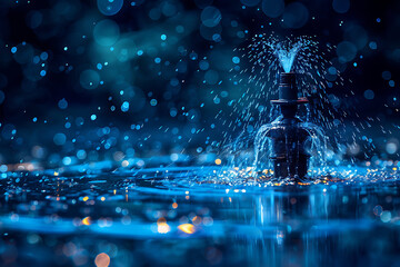 Smart Irrigation technology depicted in a modern, eco-friendly setting, conserving water resources with efficiency and sustainability