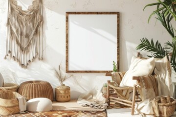 Poster Frame Mockup in Nomadic Boho Style created with Generative AI