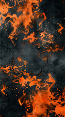 Dynamic, seamless pattern of fiery gradient splashes against a smoky black canvas