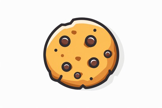 Cheerful cartoon cookie adorned with delightful chocolate chips. A sweet and playful treat.