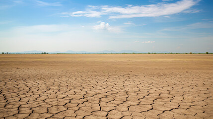 Fototapeta premium A Barren Rice Field Devoid of Vitality On The Arid Land On Blurry Background