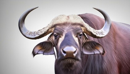 ai generative of close-up of a bull's face on a gray background