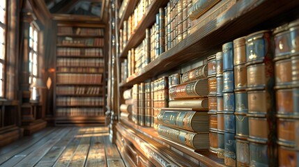 Obraz premium Attractive Bookshelves in the library with old books