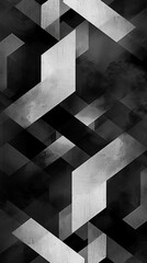 High-contrast geometric black and white pattern with subtle smoky gradients