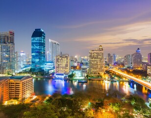 Obraz premium Beauty of lights and buildings with the city