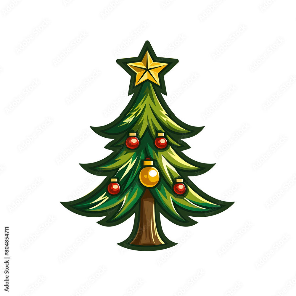 Wall mural christmas tree mascot icon