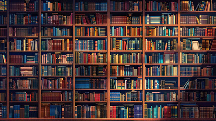 Superb Large bookshelf in the library with many different books, Huge bookcase