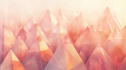 Imagine a calming visual rhythm created by an arrangement of abstract triangles, all rendered in...