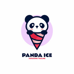 Vector Logo Illustration Panda Ice Mascot Cartoon Style.