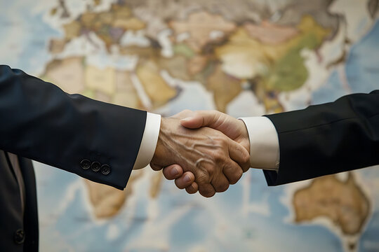 Diplomatic handshake between world leaders, shaping international relations
