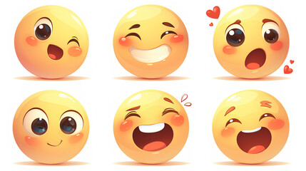 Obraz premium Vector Emoji Set with Different Reactions for Social Networks Isolated on White Background. Modern Emoticons Collection in Flat Style Design