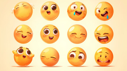 Obraz premium Vector Emoji Set with Different Reactions for Social Networks Isolated on White Background. Modern Emoticons Collection in Flat Style Design