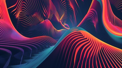 Abstract 1970's background design in futuristic retro style with colorful lines. Vector...