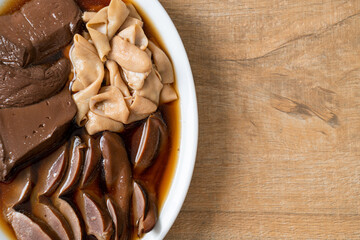 stewed duck offal in brown soup