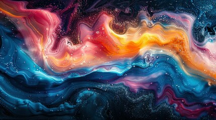 Ink Symphony: Colorful Swirls Creating Abstract Background