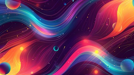 Abstract 1970's background design in futuristic retro style with colorful lines. Vector illustration.