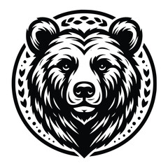 bear head face logo vector illustration minimalist design template. also can use for t- shirt, emblem, tattoo and more