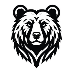 bear head face logo vector illustration minimalist design template. also can use for t- shirt, emblem, tattoo and more