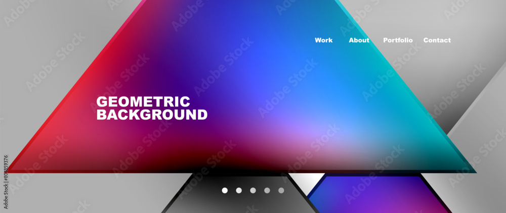 Poster a geometric background featuring colorful triangles in electric blue, magenta, tints, and shades on 