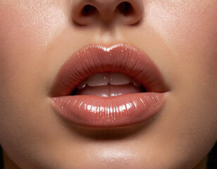 more realistic, less color on the lips, translucent, drops of water on the skin