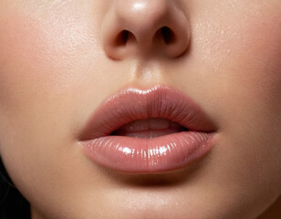 Naklejka premium more realistic, less color on the lips, translucent, drops of water on the skin