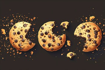 Missing piece of heaven: A series of images featuring chocolate chip cookies, each with one cookie mysteriously absent