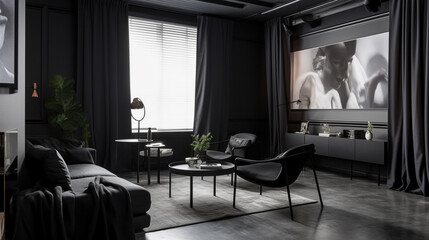 a room with black colour