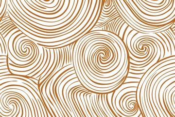 Abstract Whirlpool Pattern with Brown Lines on White Background