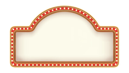 Retro advertising sign red marquee gold light board on white background. Vector illustration