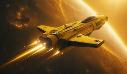 rocket in space or spaceship and space or wallpaper rocket or wallpaper yellow rocket or wallpaper galaxy