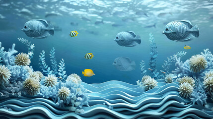 coral reef and fishes,
World Oceans Day Banner World Ocean Day Wallpaper 