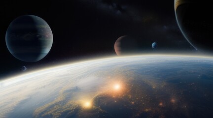 Fototapeta premium sunrise over the planet