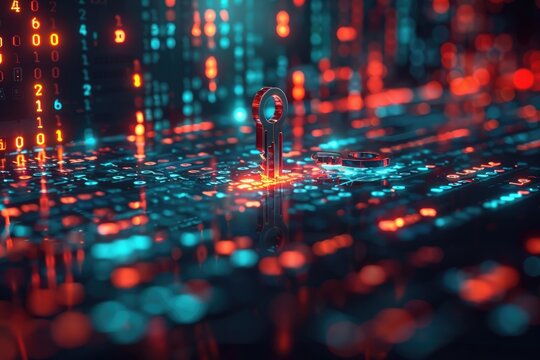 Binary code. Blue and orange color. Computer programming concept.